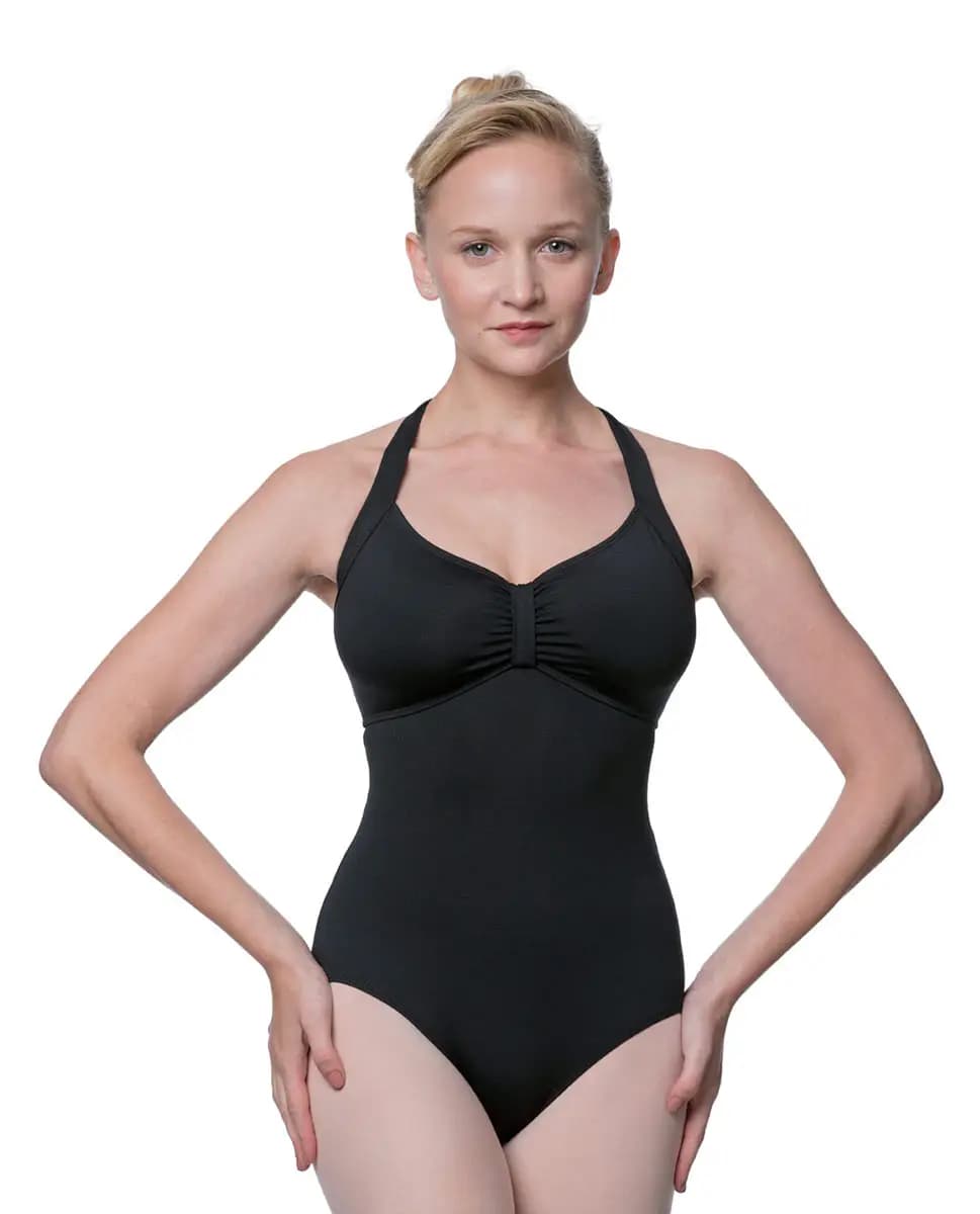 Halterneck Microfiber Dance Leotard Pearl Shelf Bra