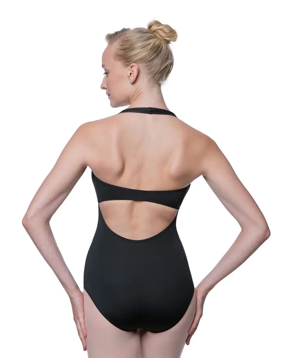 Halterneck Microfiber Dance Leotard Pearl Shelf Bra