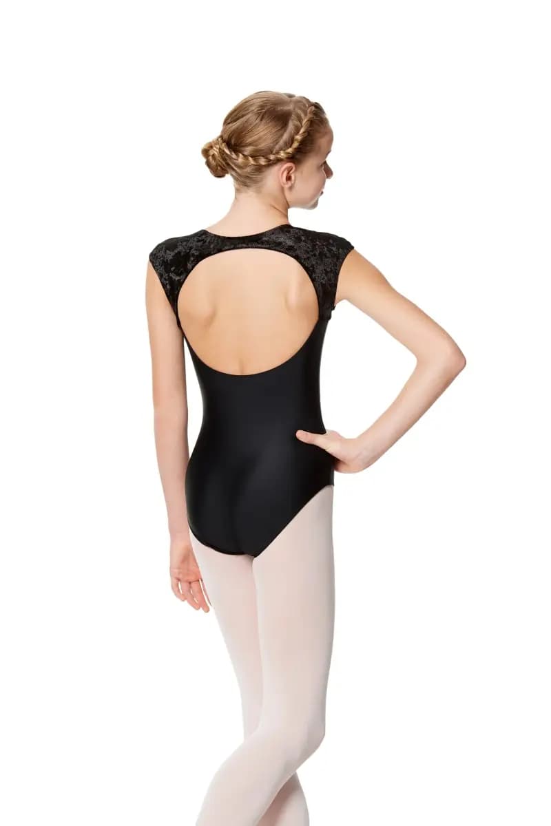 Girls Velvet Cup Sleeve Dance Leotard Arya