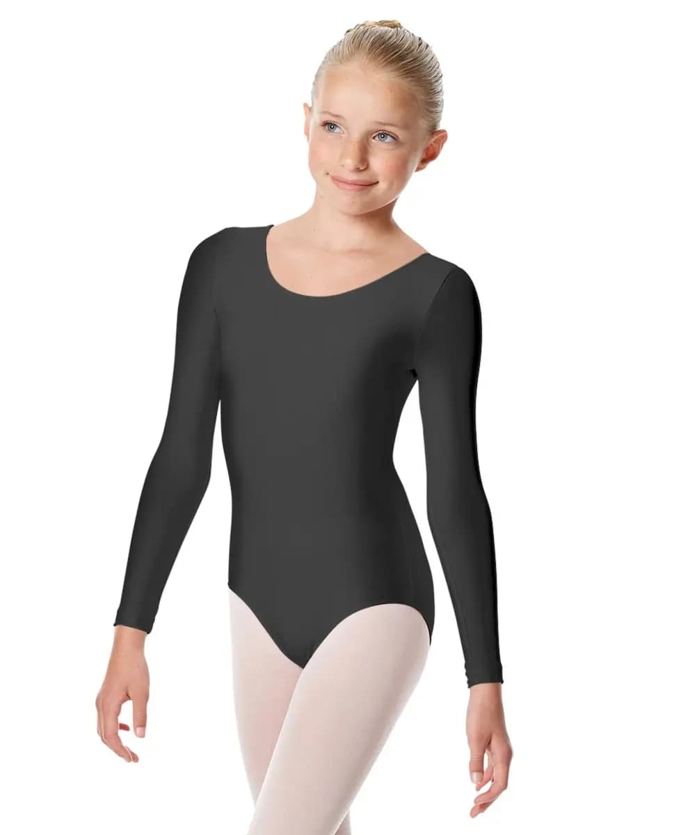 Kasia Girls Shiny Elastane Long Sleeve Leotard