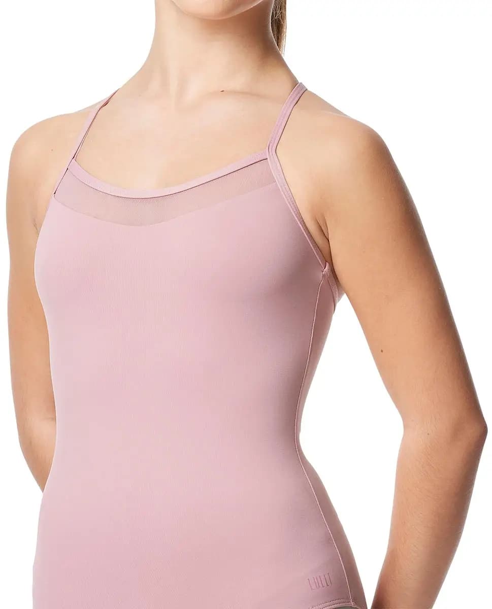Girls Mesh Yoke Camisole Dance Leotard Zinauda