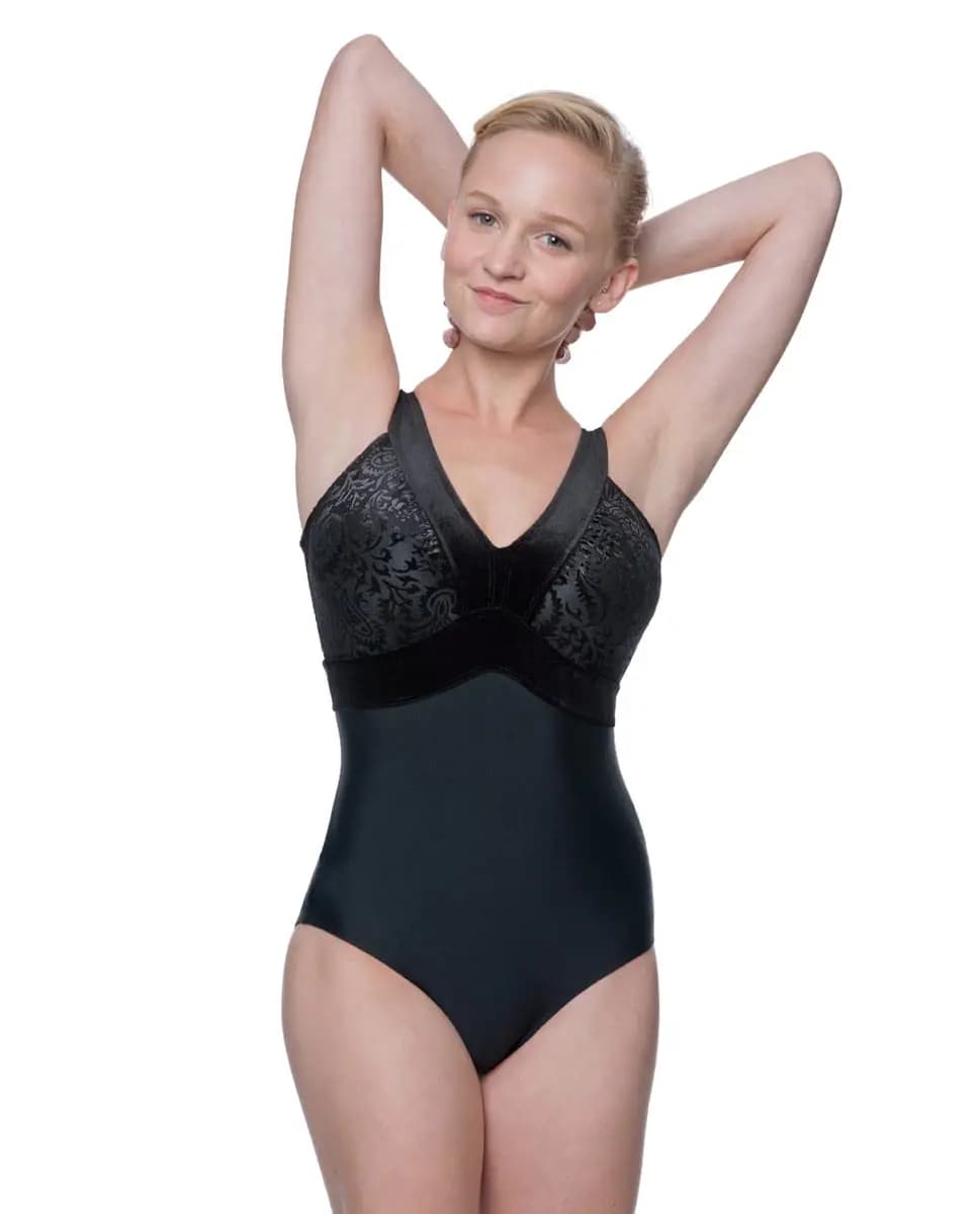 Danielle Flocked Velvet Leotard