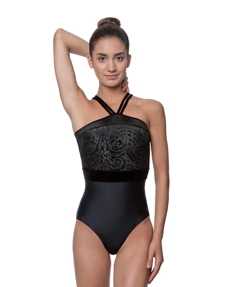 LULLI Burnout Velvet Halter Leotard Christine