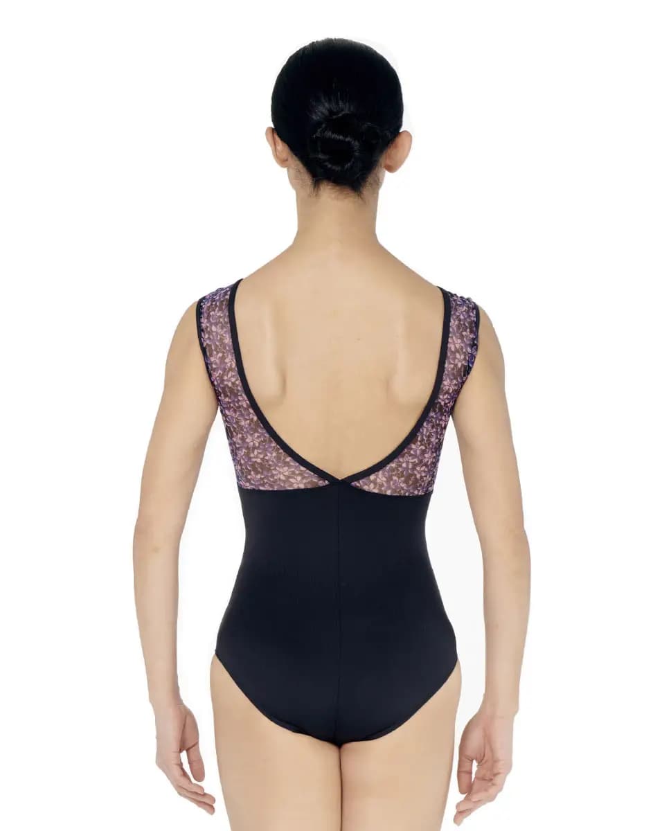 Cap Sleeve Printed Mesh Leotard Maribel