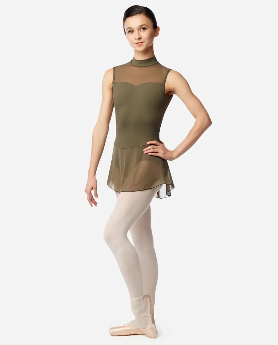 Womens Skirted Mock Neck Leotard Isabelle