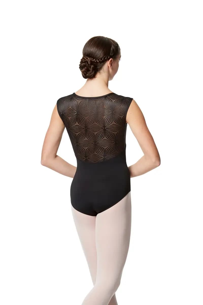 Women Flower Mesh Cap Sleeve Leotard Genesis