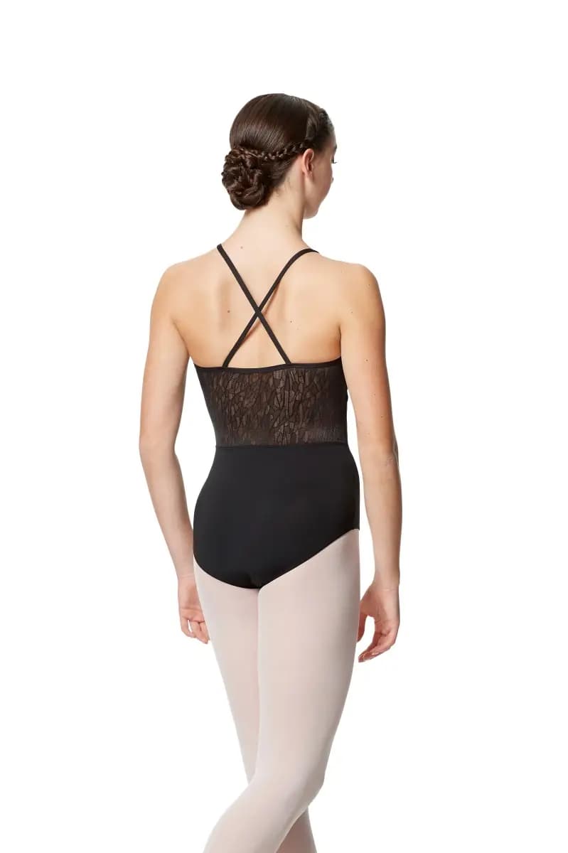 Women Geo Mesh Camisole Leotard Autumn