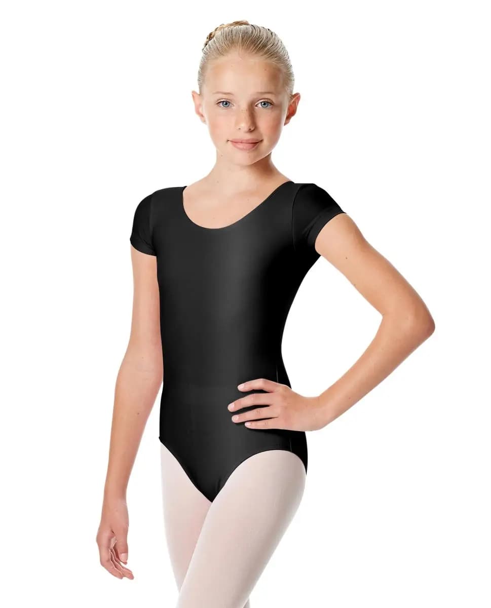 Girls Shiny Elastane Short Sleeve Leotard Anastasia