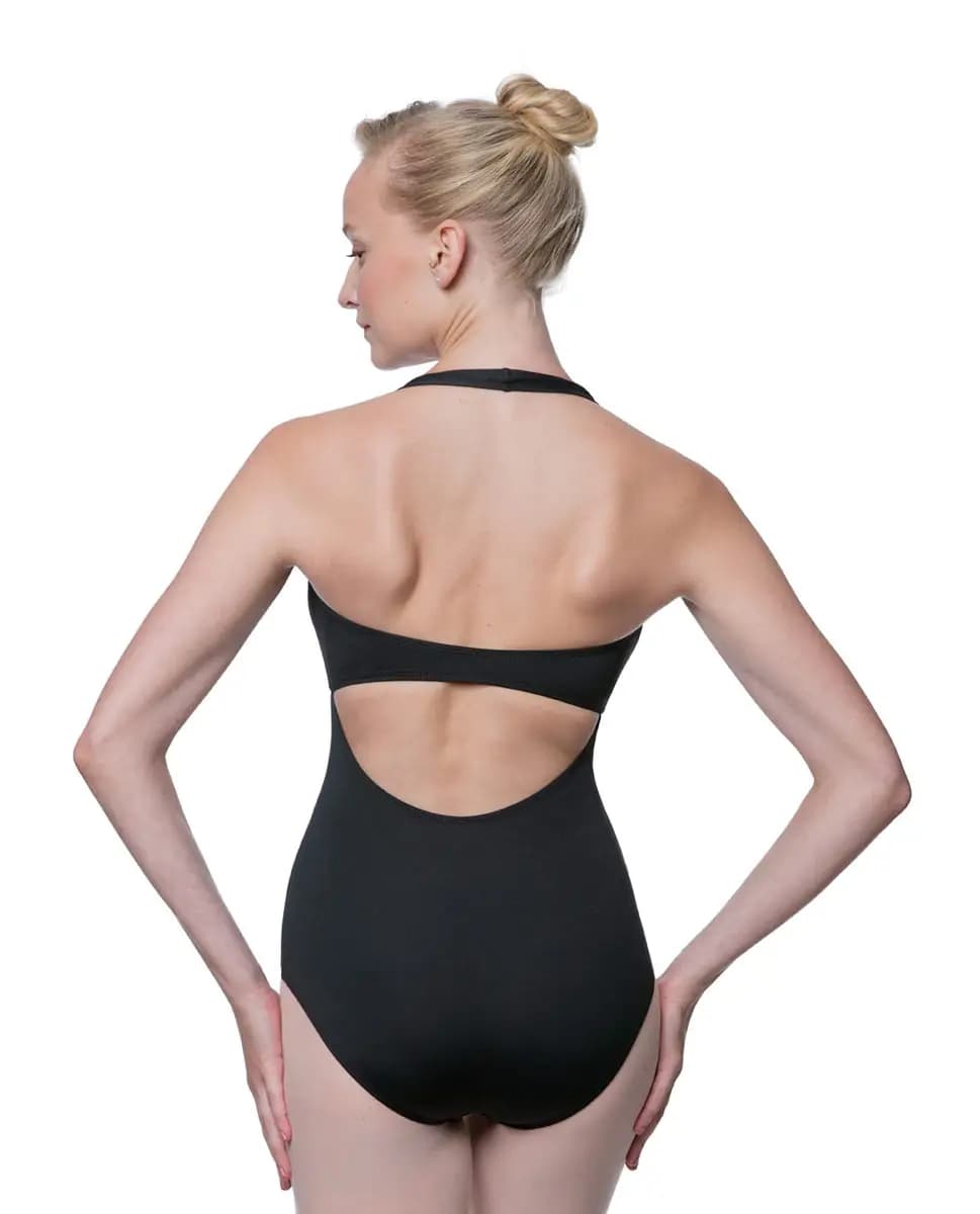 Halterneck Microfiber Dance Leotard Pearl Shelf Bra