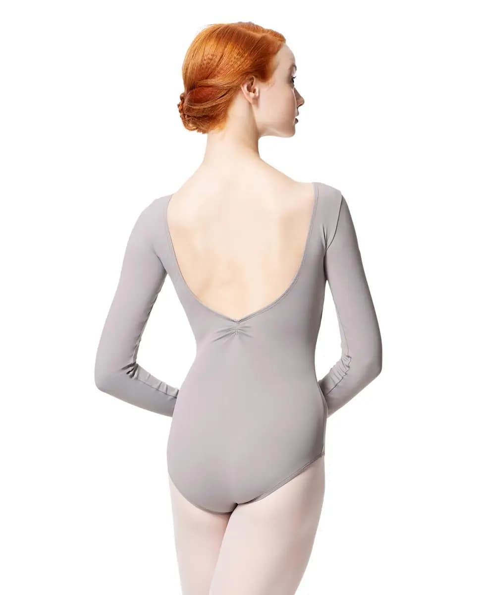 Microfiber Gathered Long Sleeve Leotard Samantha
