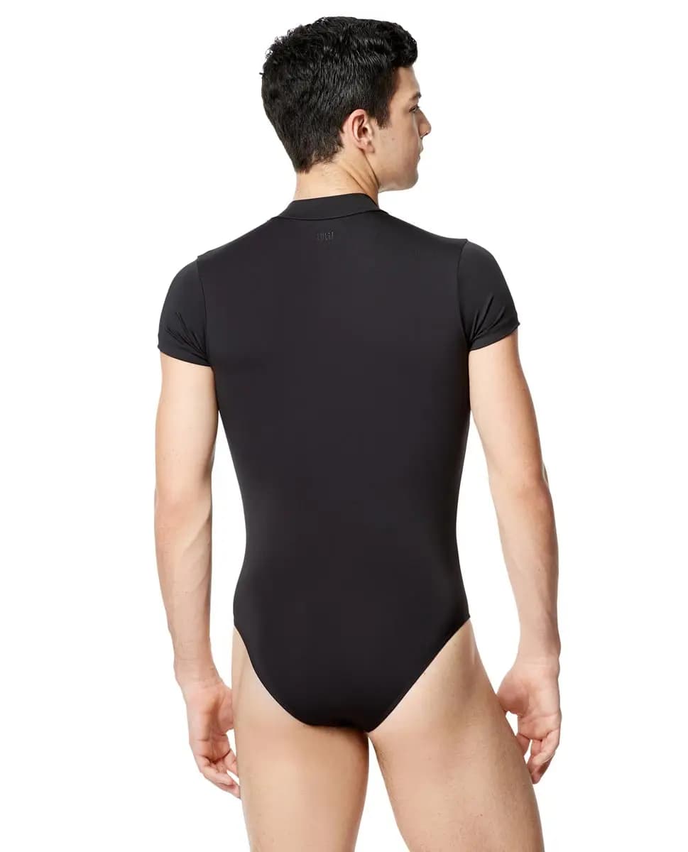Mens Microfiber Zip Front Short Sleeve Leotard Eddie