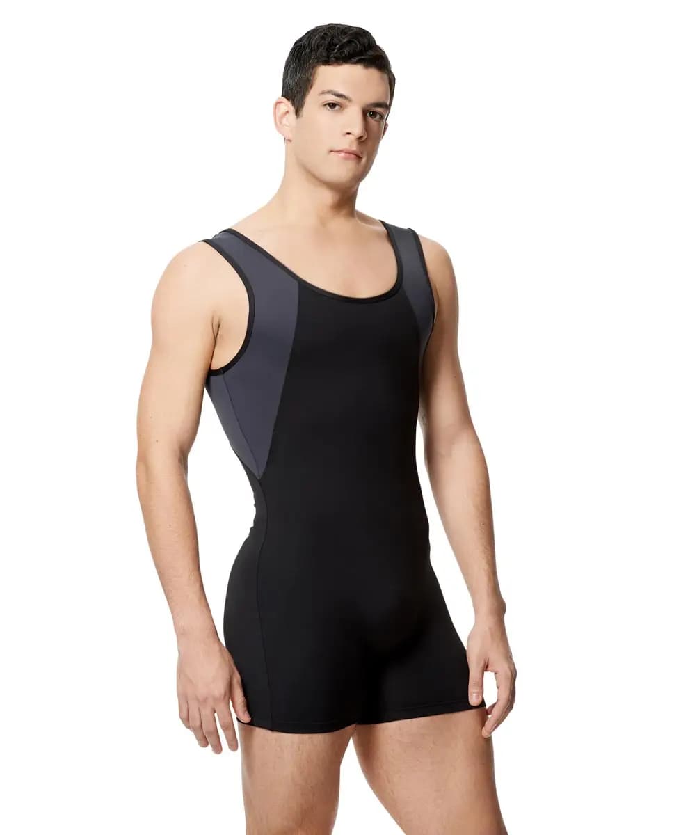 Mens Microfiber Tank Two Tone Shorty Unitard Mason