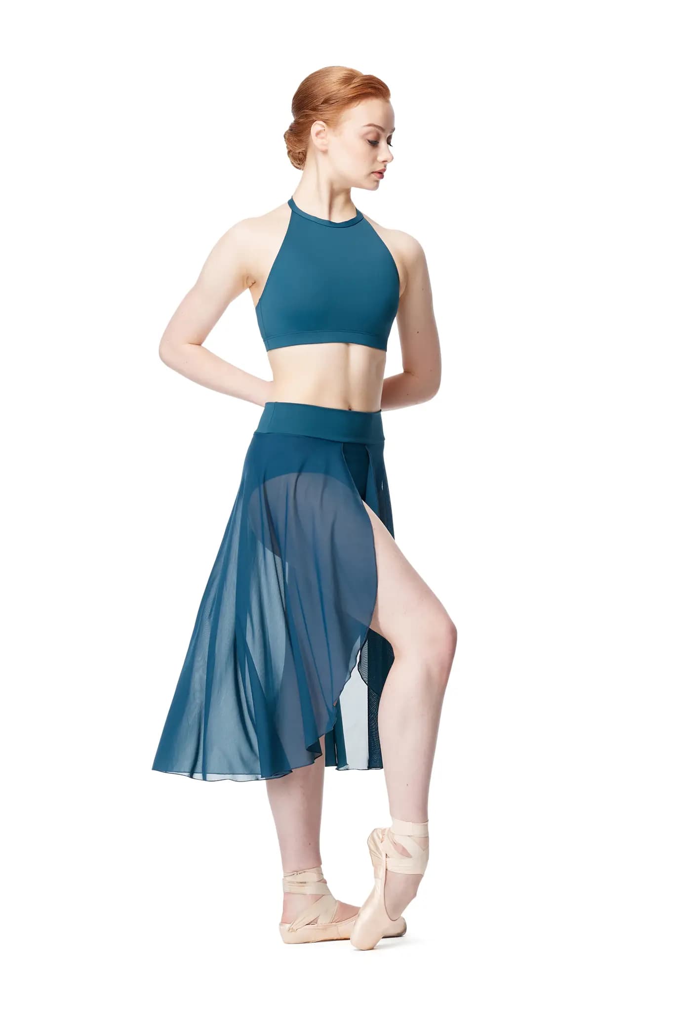 High-Waist Mesh Long Skirt Fantina with Built-In Brief
