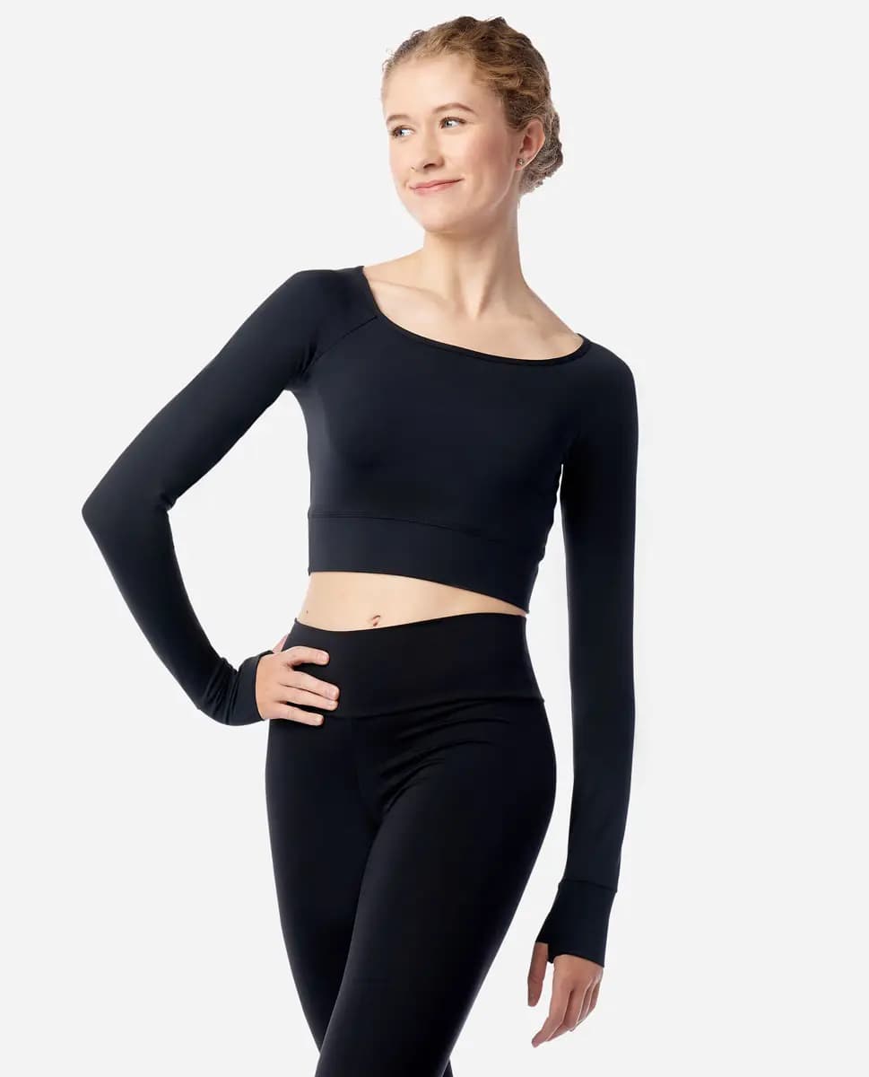 Womens Long Sleeve Crop Top Juniper
