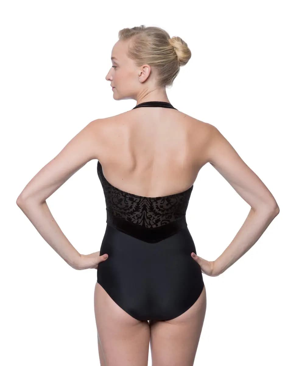 Brigitte Burnout Velvet Halter Leotard