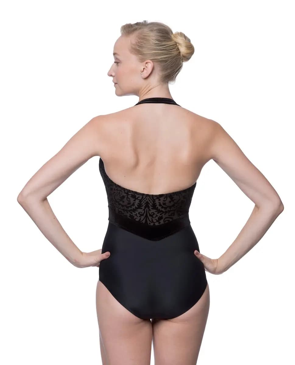 Brigitte Burnout Velvet Halter Leotard