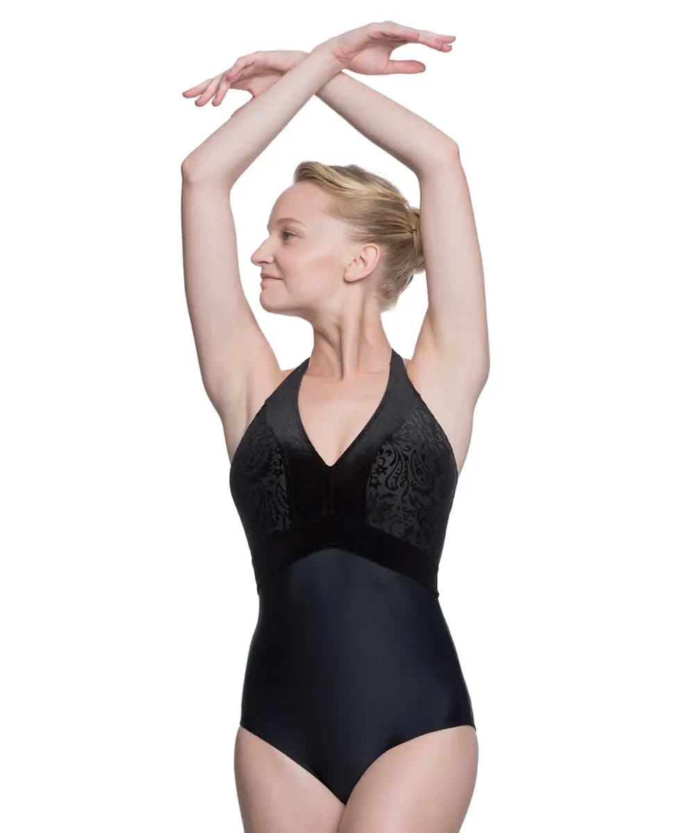 Brigitte Burnout Velvet Halter Leotard