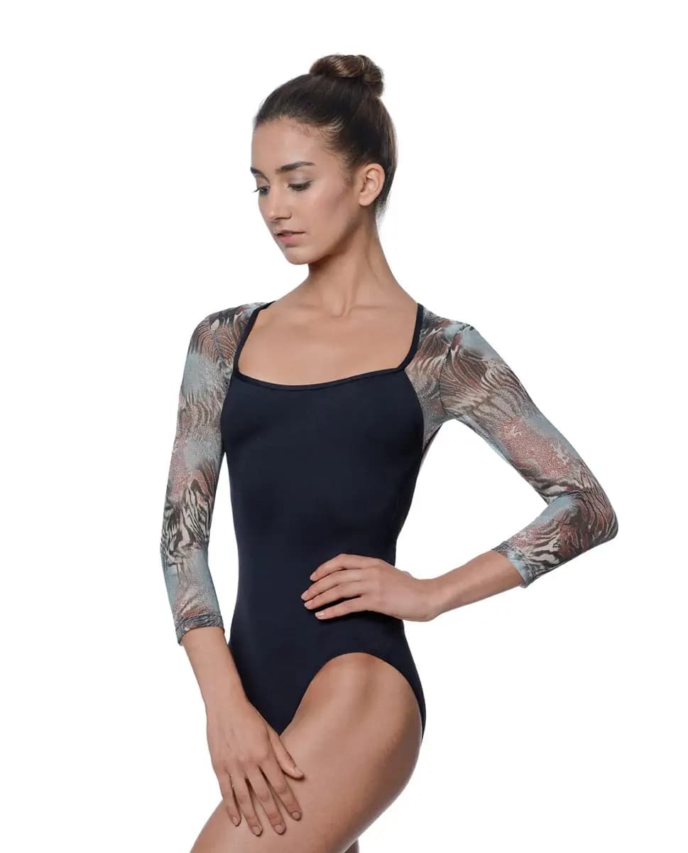 Vanessa Printed Long Sleeve Leotard