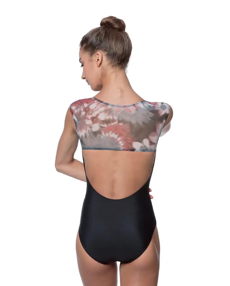 Monique Cap Sleeve Floral Mesh Leotard