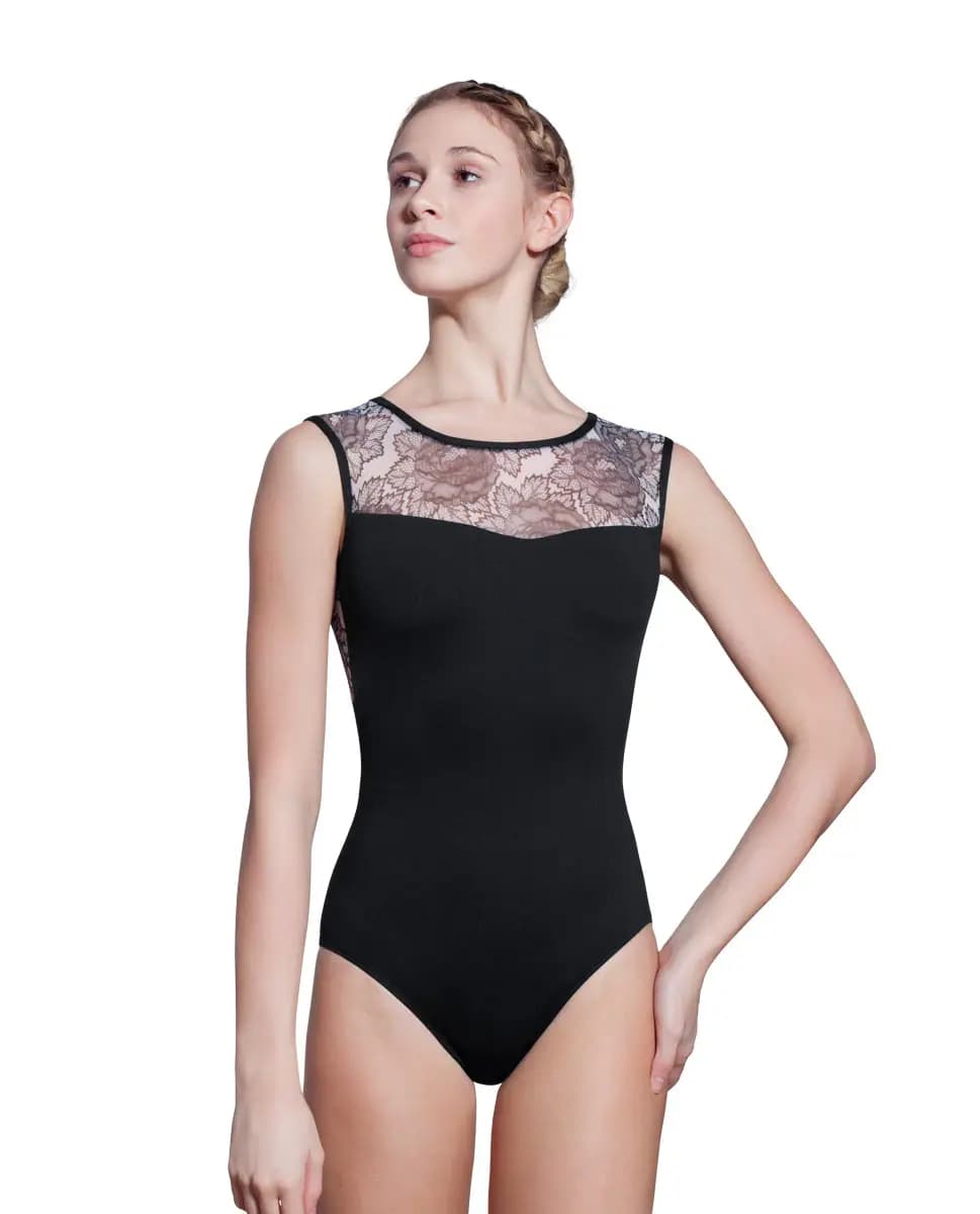 Hope High Neck Printed Mesh Leotard