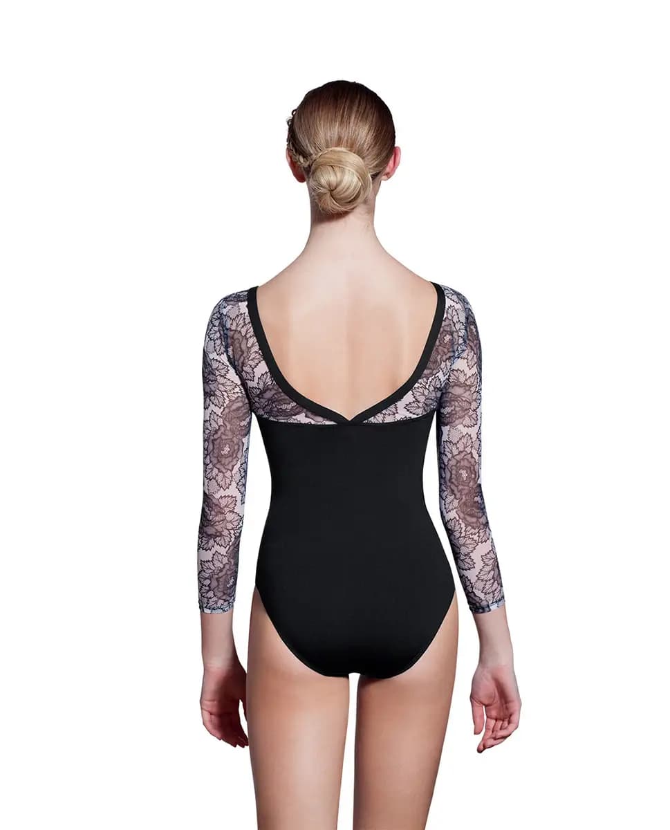 Tylor Long Sleeve Print Mesh Leotard