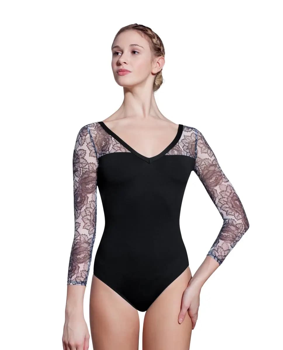 Tylor Long Sleeve Print Mesh Leotard