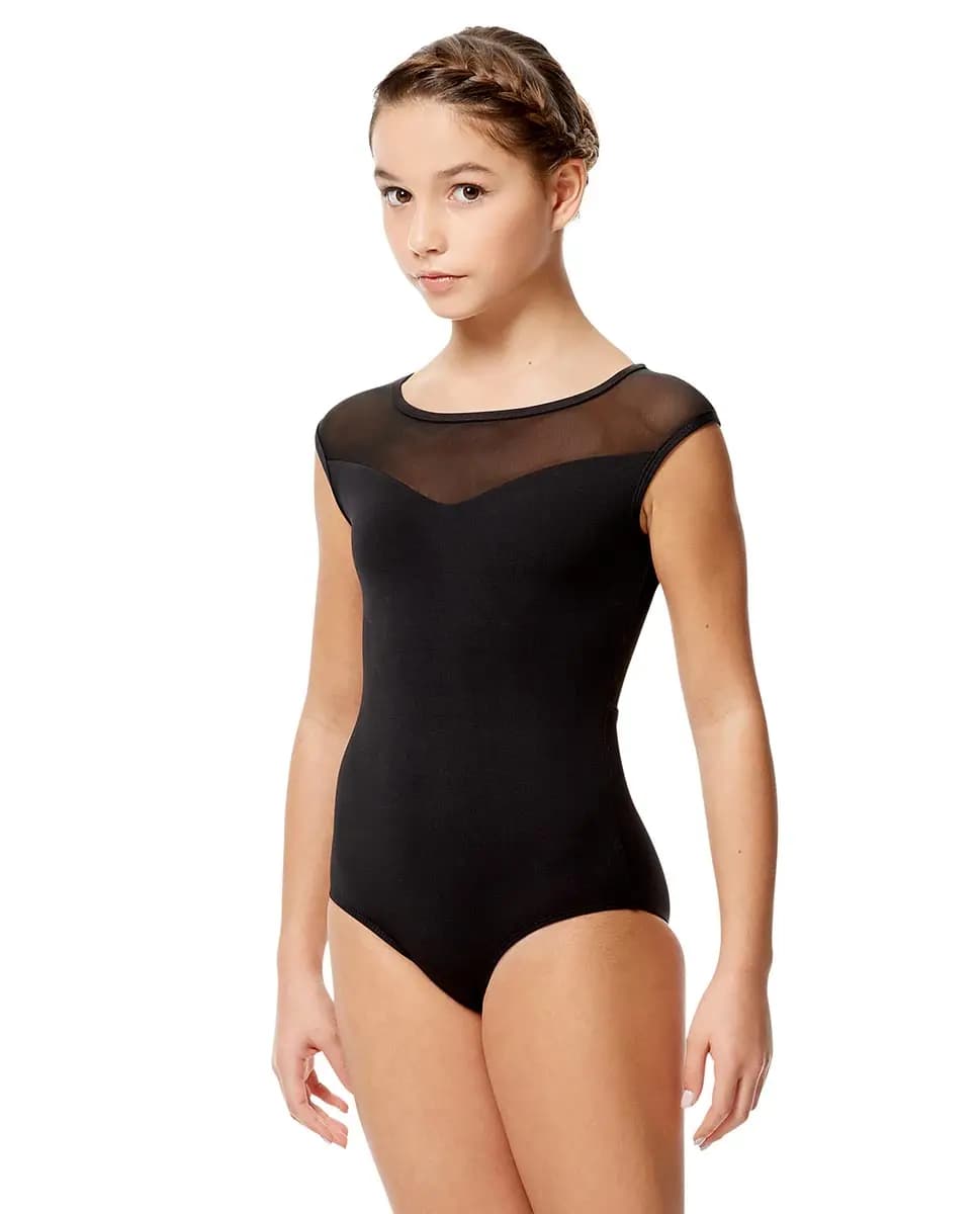 Girls Mesh Cap Sleeve Dance Leotard Priscila