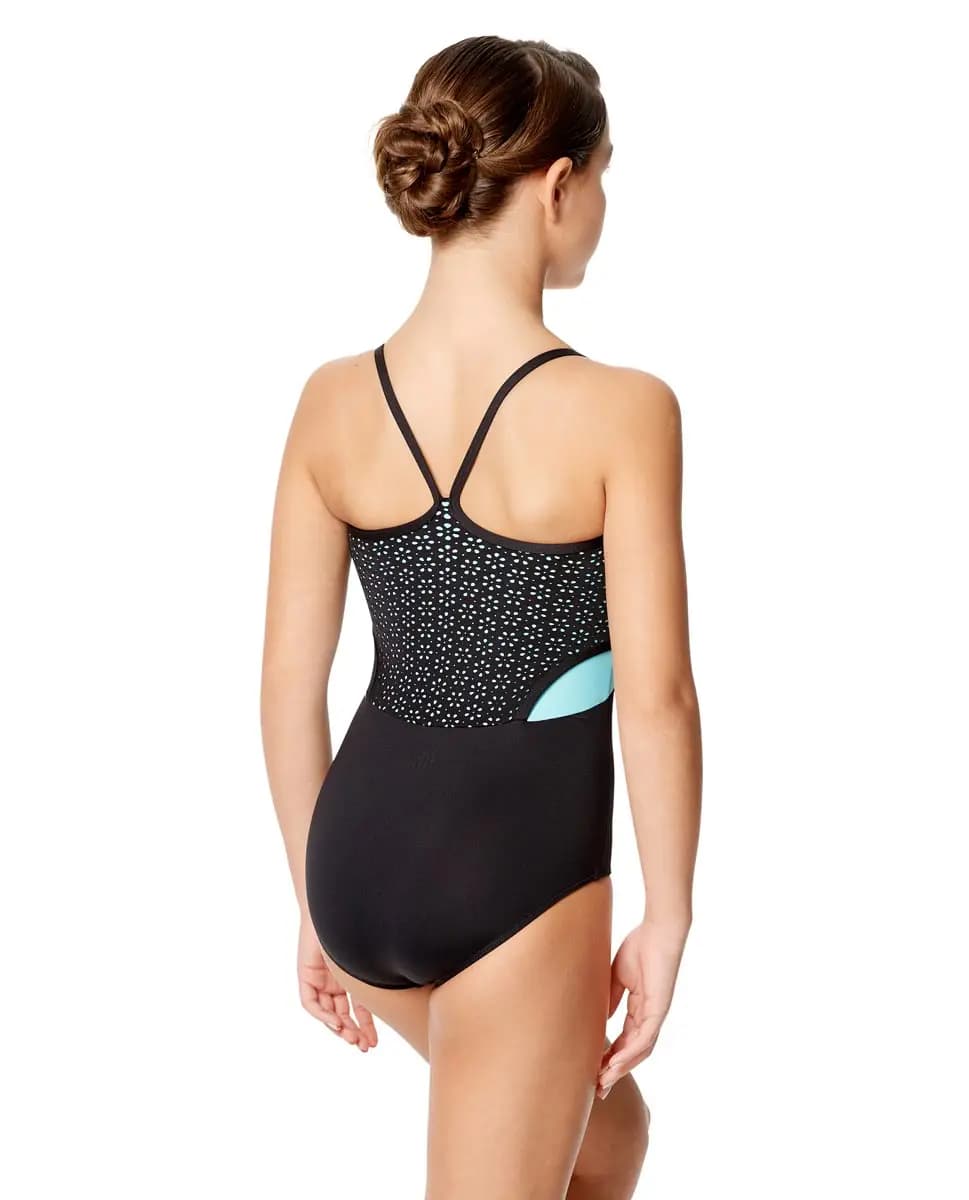 Girls Laser Cut Two Color Camisole Leotard Katia