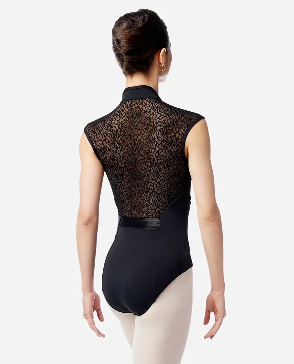 Womens Zip Front High Neck Dance Leotard Ariella