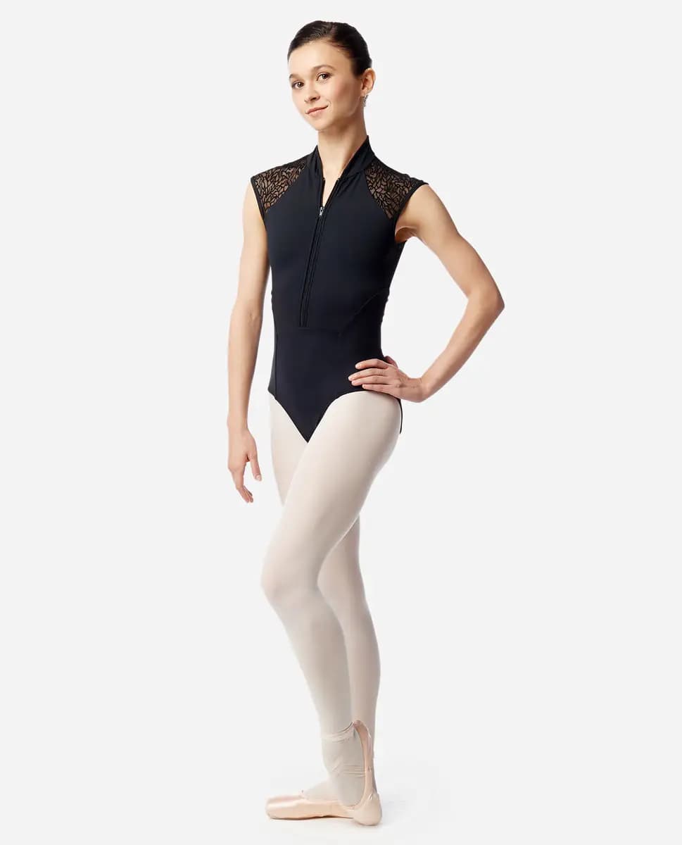 Womens Zip Front High Neck Dance Leotard Ariella