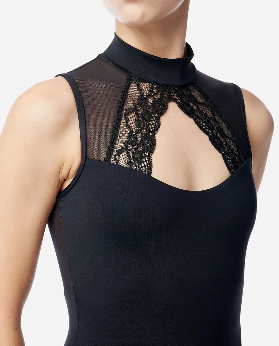 Womens Mock Neck Zip Back Leotard Valerie