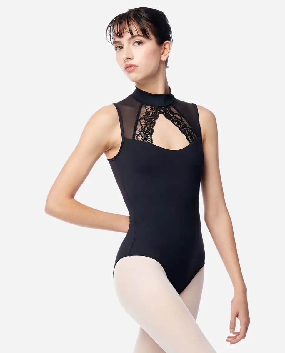 Womens Mock Neck Zip Back Leotard Valerie