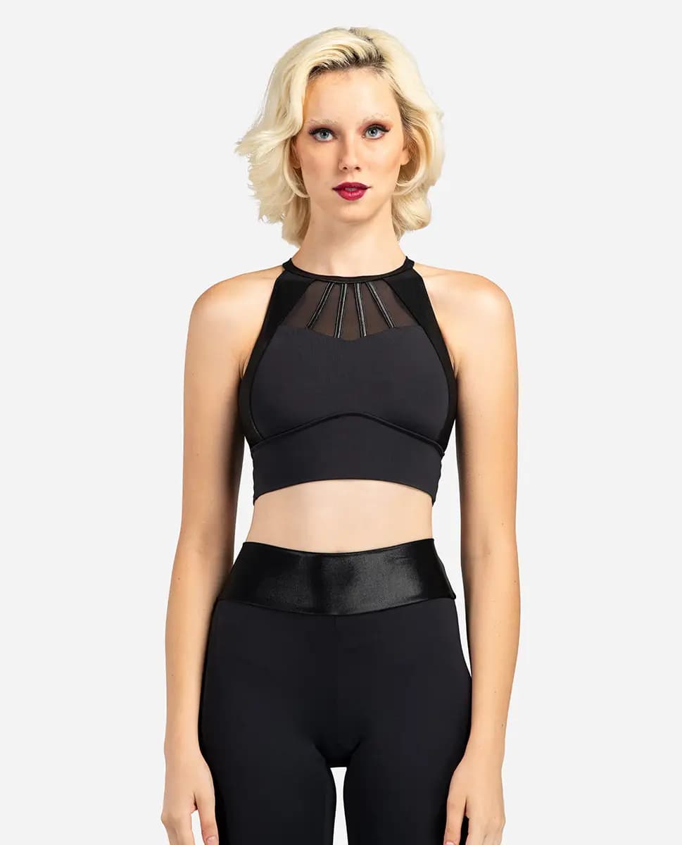Womens High Neck Crop Top Sienna