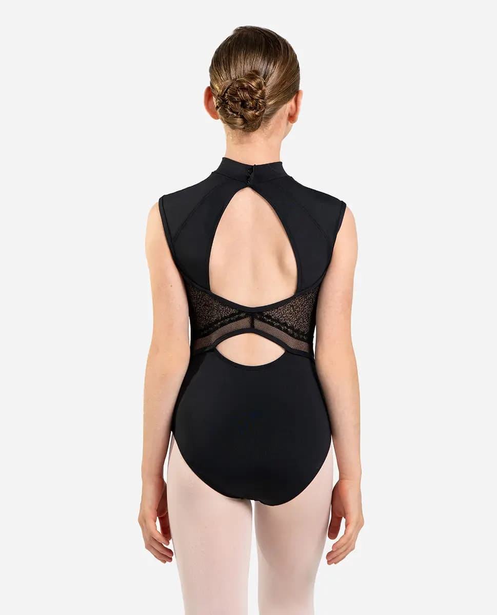 Girls Mock Neck Cup Sleeve Leotard Joelene