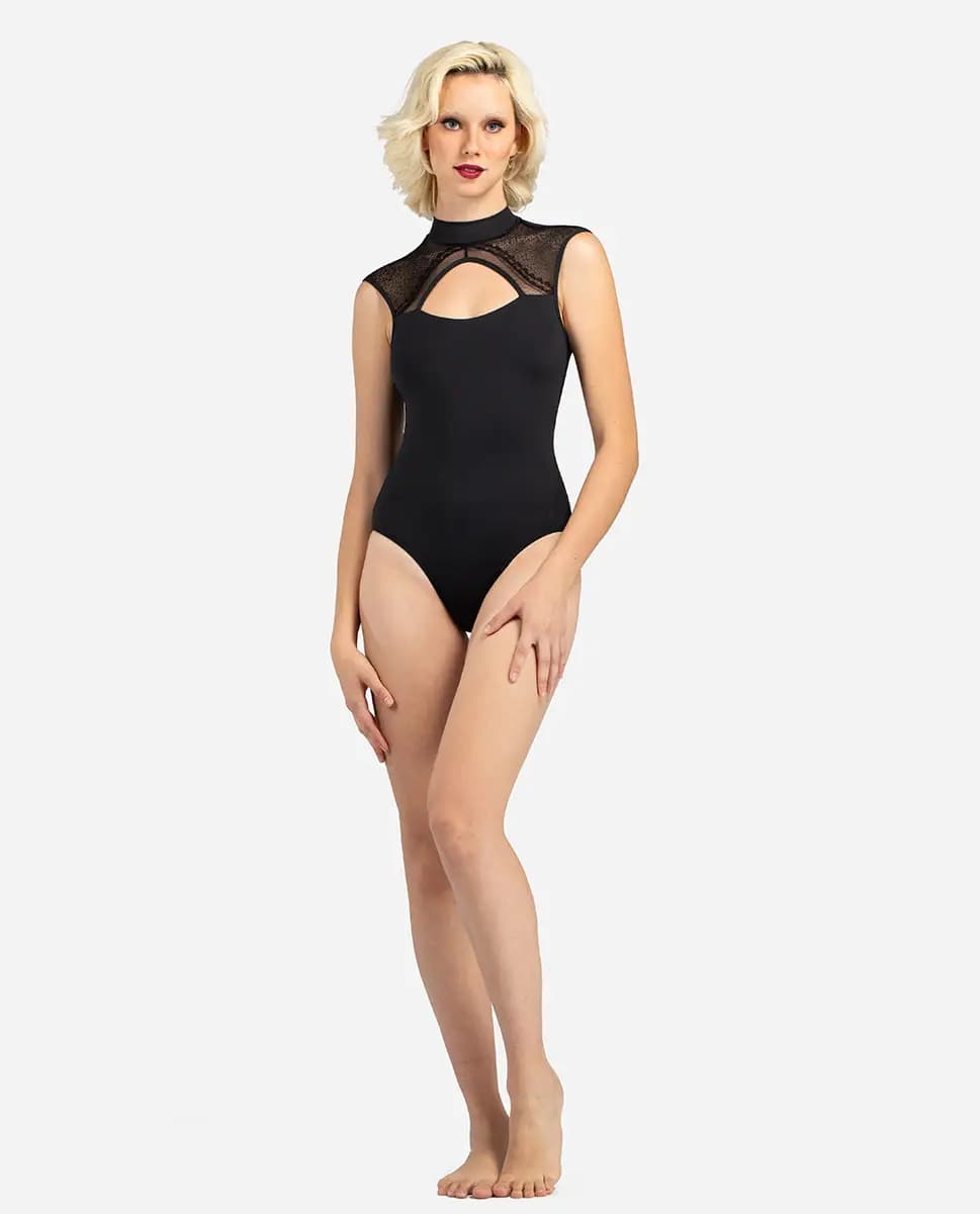 Womens Mock Neck Cup Sleeve Leotard Joelene