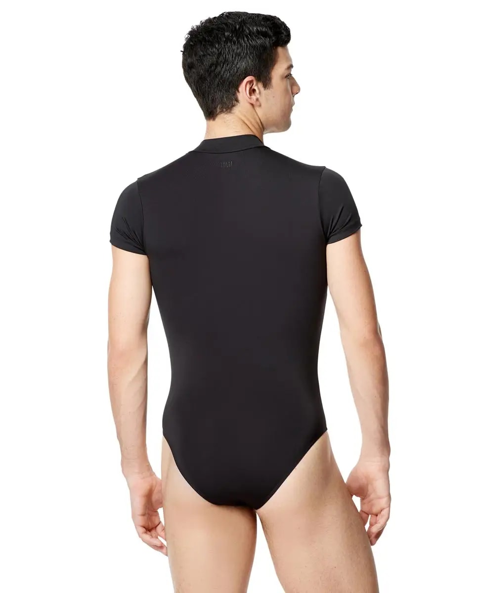 Mens Microfiber Zip Front Short Sleeve Leotard Eddie