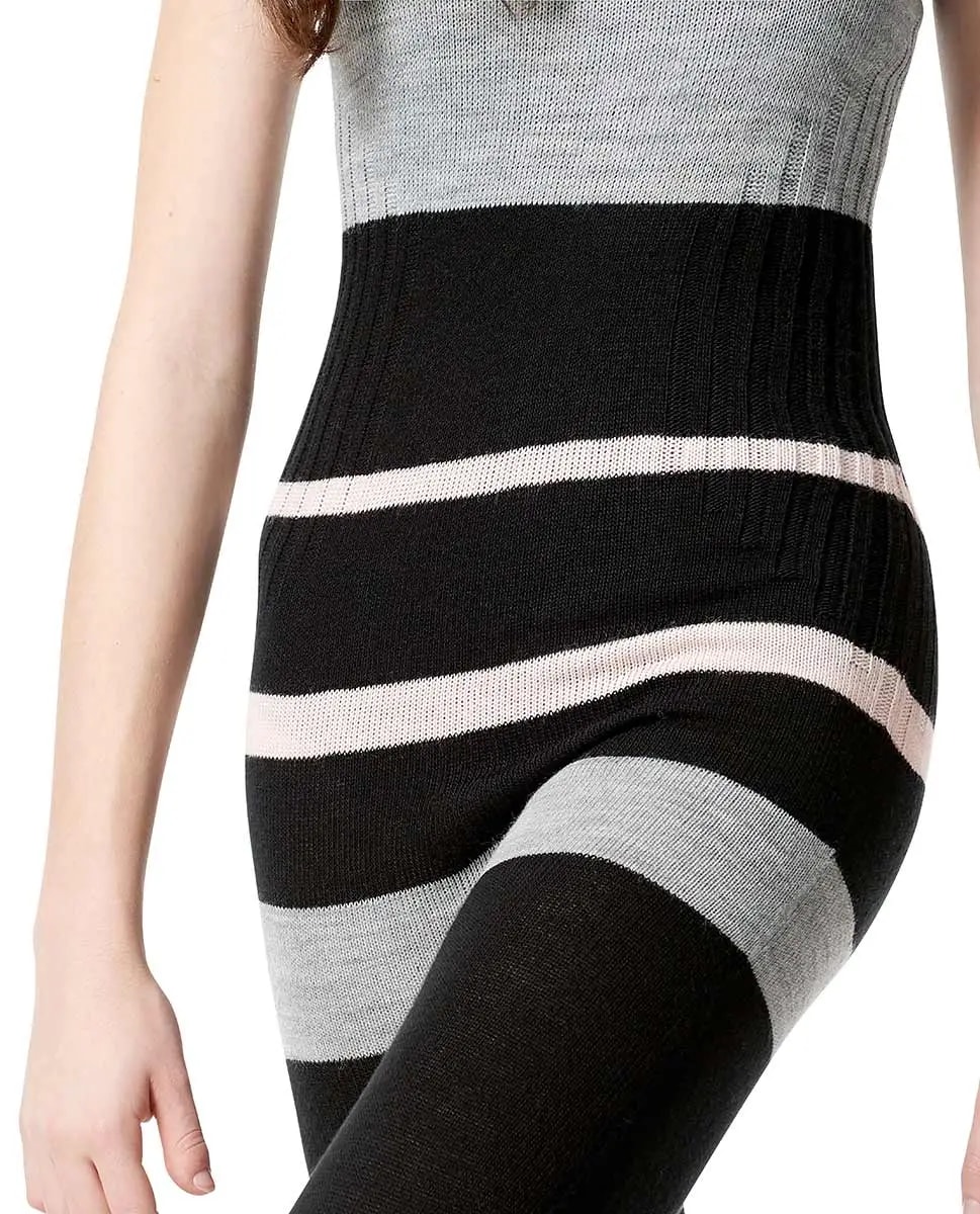 Striped Knitted Warm Up Camisole Unitard