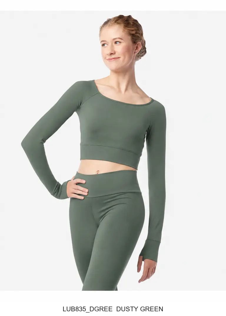Womens Long Sleeve Crop Top Juniper - View 6