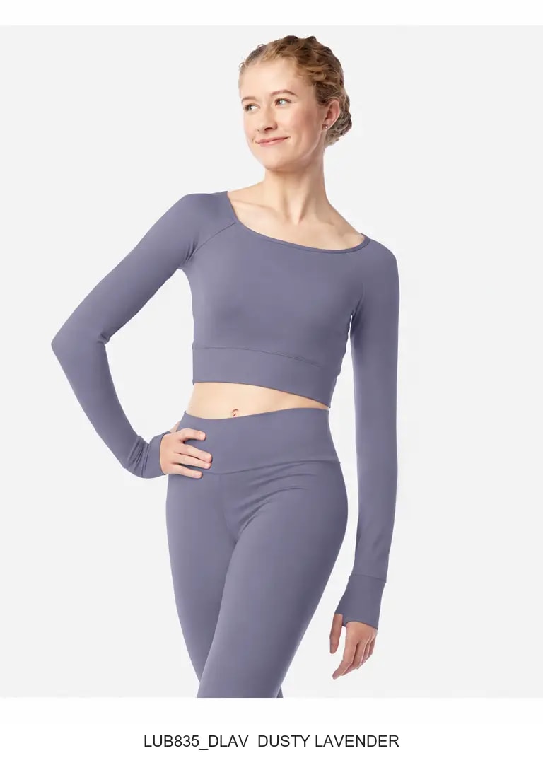 Womens Long Sleeve Crop Top Juniper - View 8