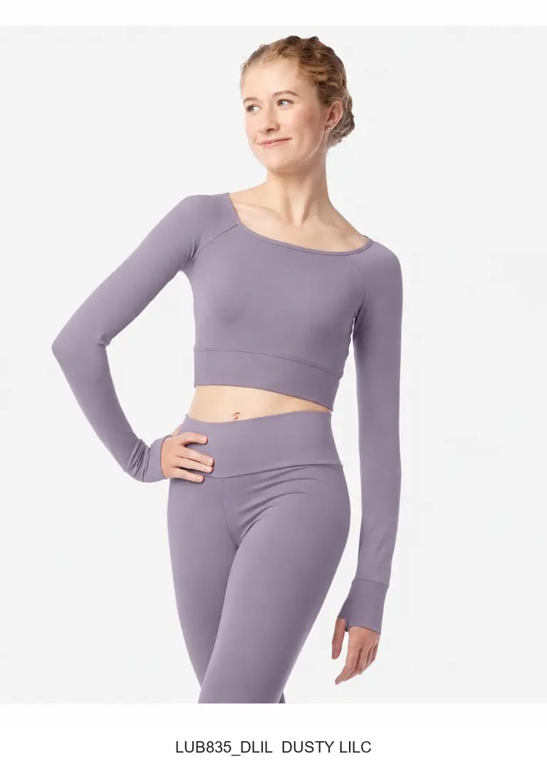 Womens Long Sleeve Crop Top Juniper - View 10
