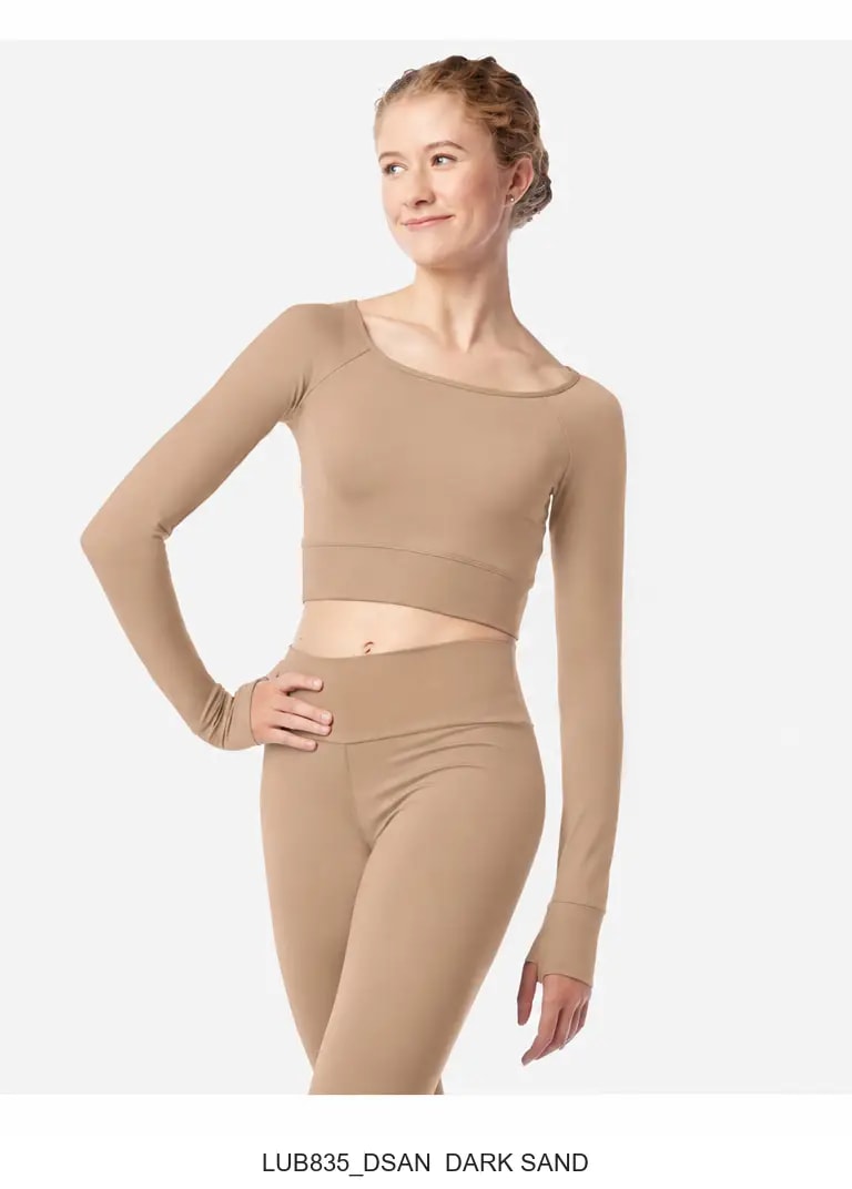 Womens Long Sleeve Crop Top Juniper - View 12