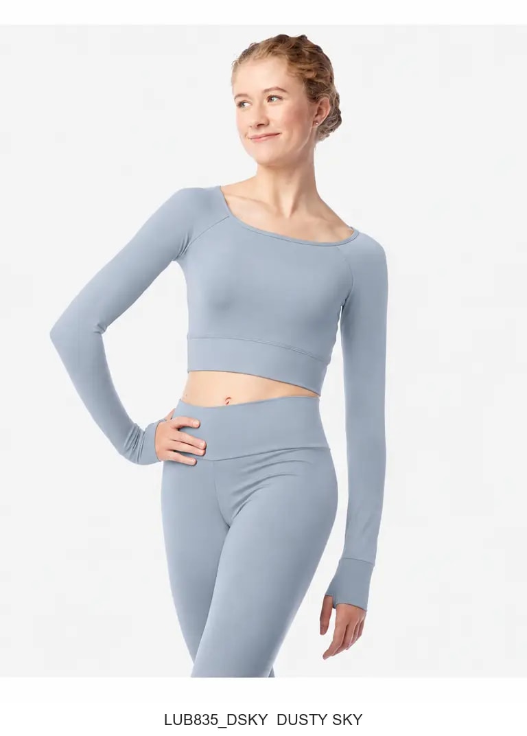 Womens Long Sleeve Crop Top Juniper - View 14