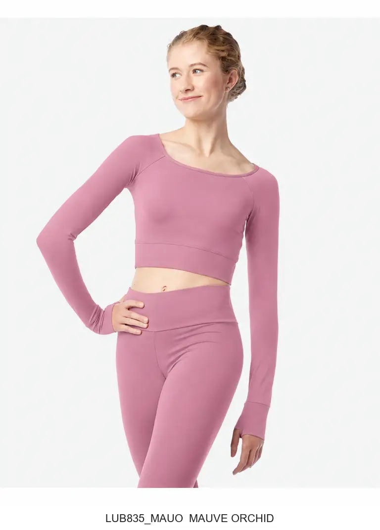 Womens Long Sleeve Crop Top Juniper - View 18