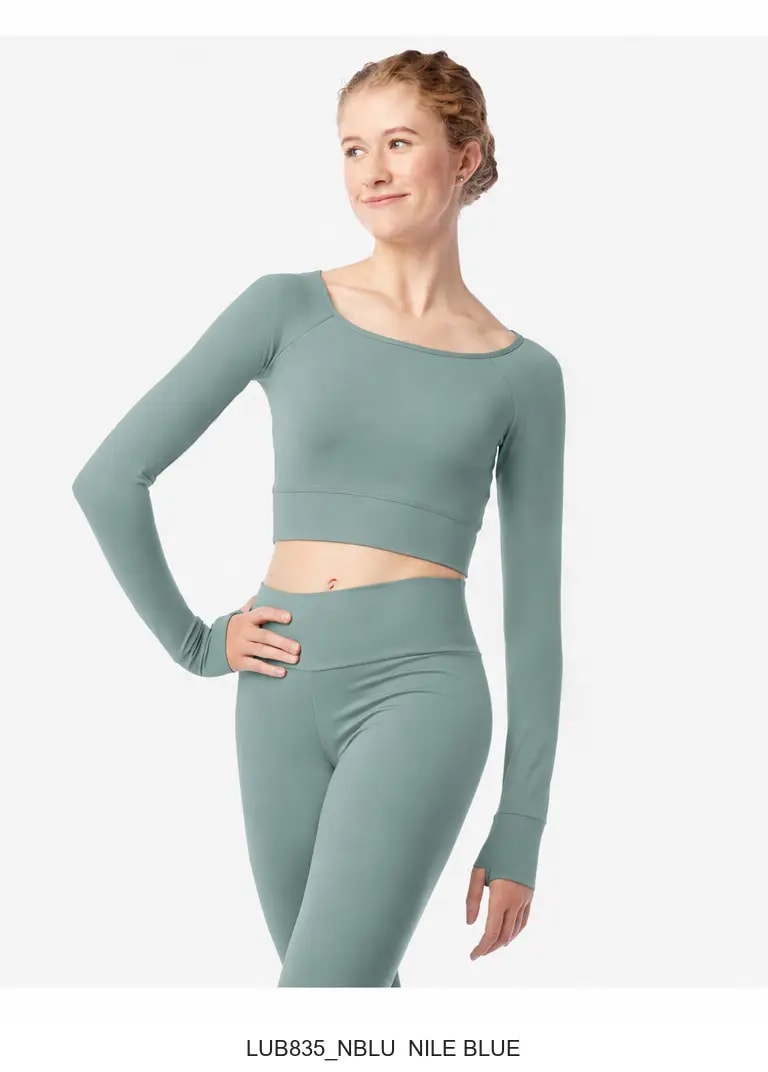 Womens Long Sleeve Crop Top Juniper - View 19