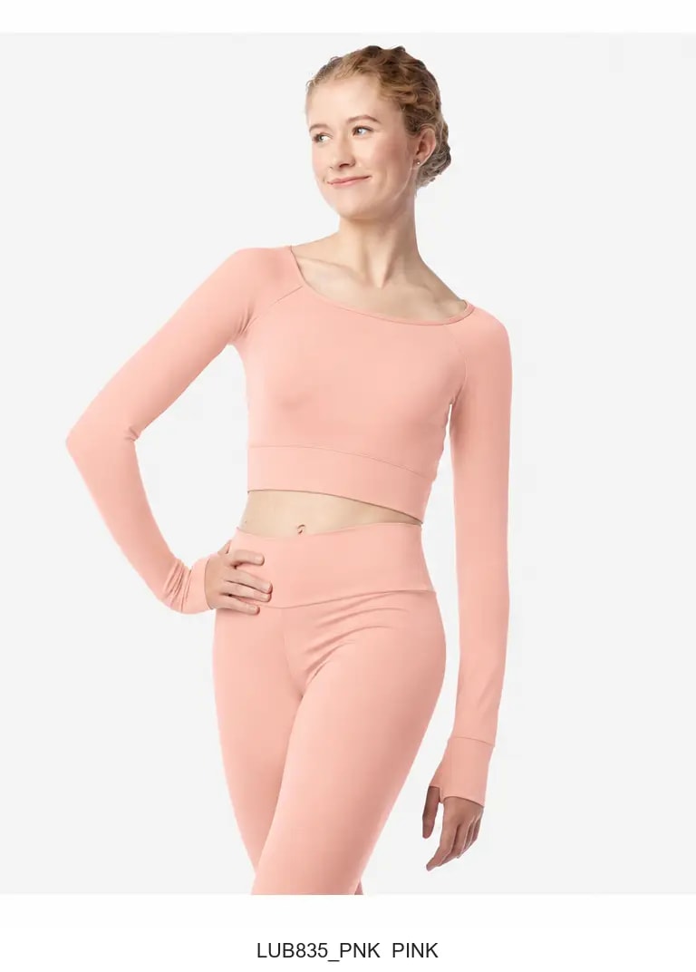 Womens Long Sleeve Crop Top Juniper - View 24