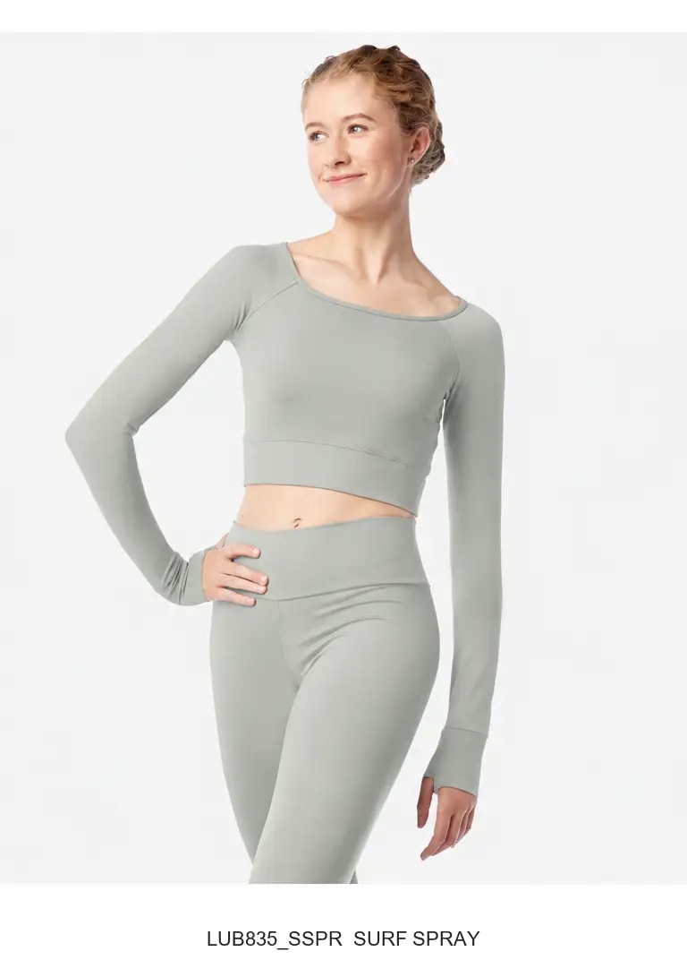 Womens Long Sleeve Crop Top Juniper - View 26