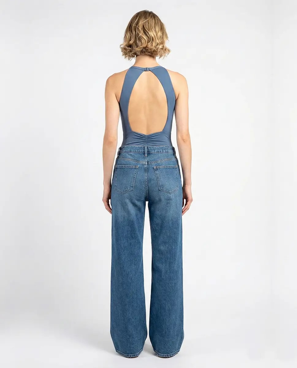 Paulina High-Neck Open-Back Bodysuit - View 2