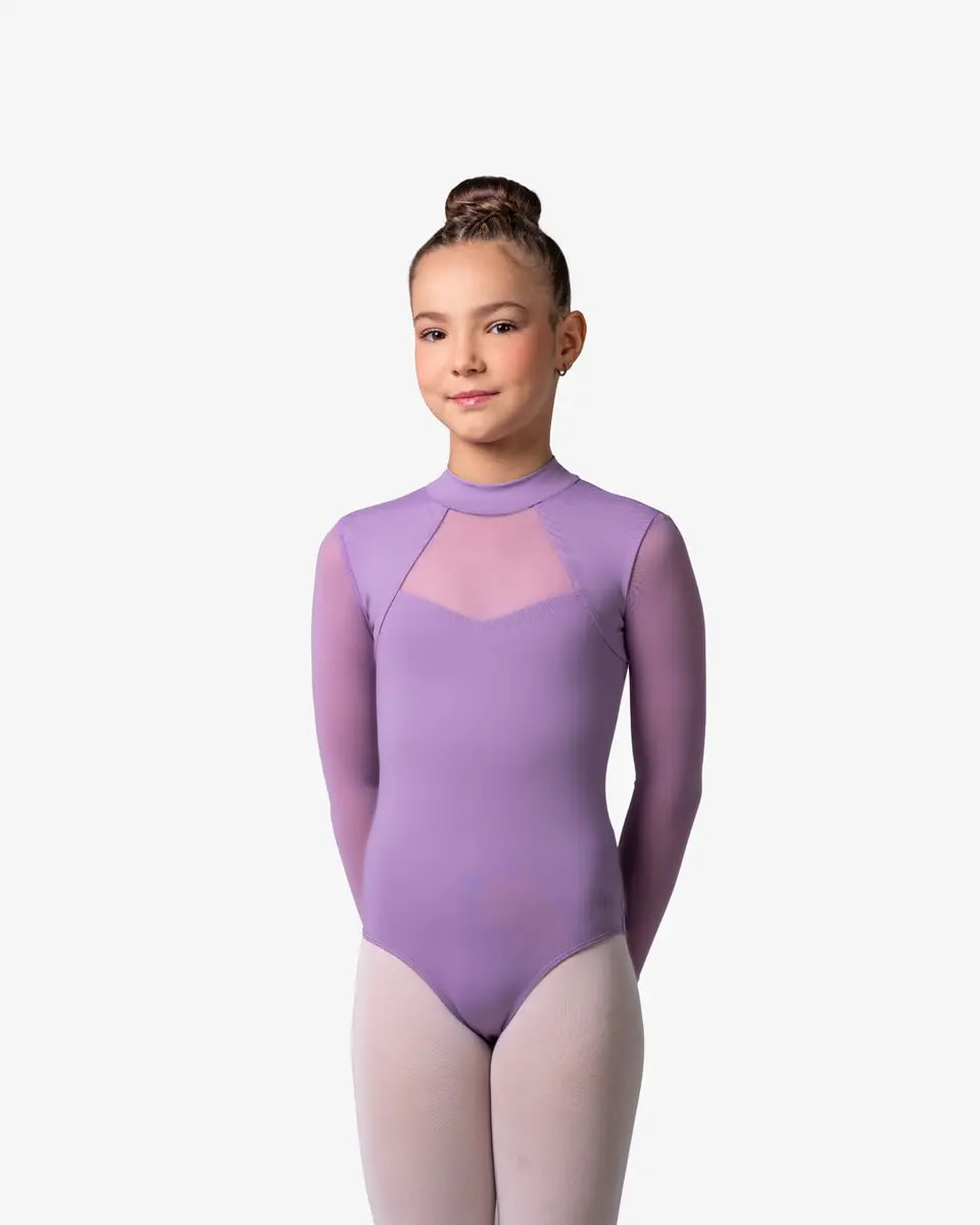 Girls Mock Neck Long Sleeve Leotard Emery