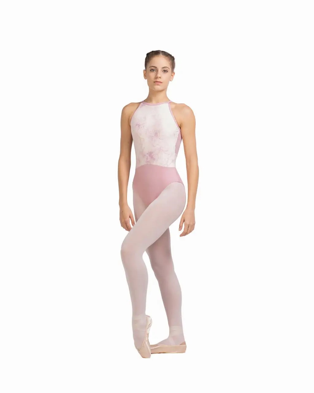 Girls High Neck Halter Secret Garden Leotard Ada