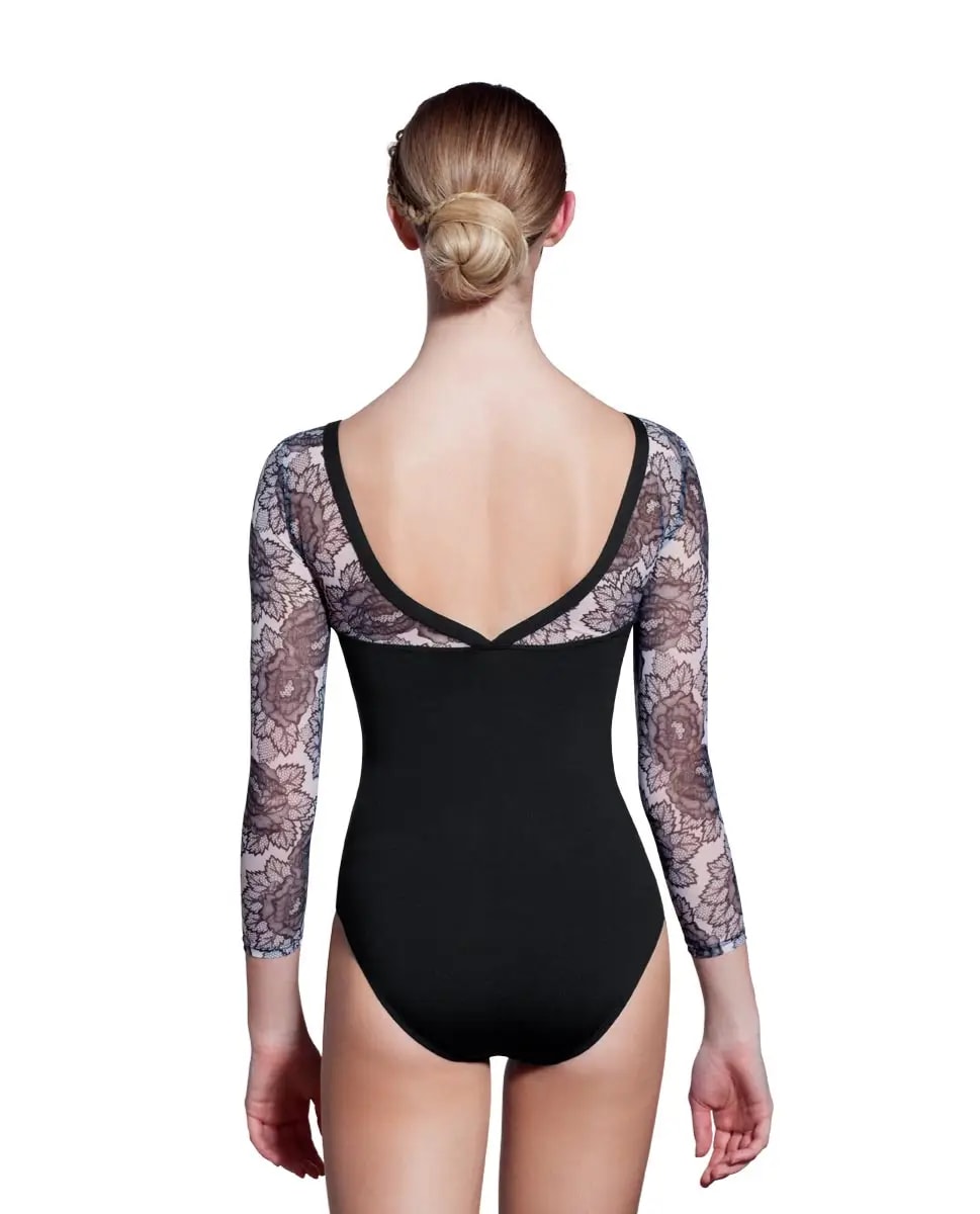 Tylor Long Sleeve Print Mesh Leotard